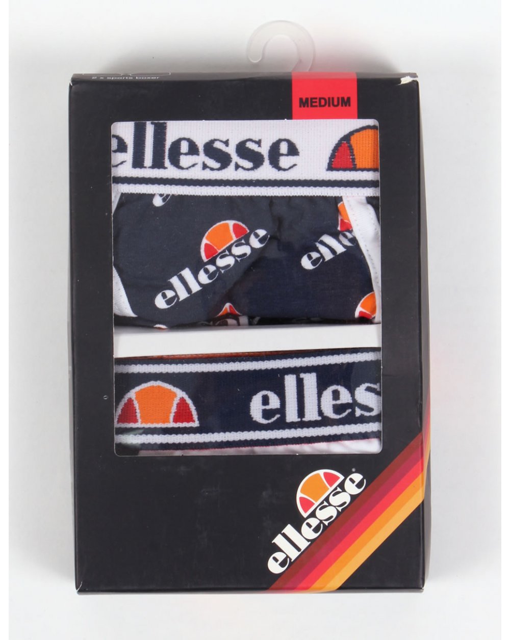 Ellesse Reno Logos Boxer Shorts Twin Pack Navy/white