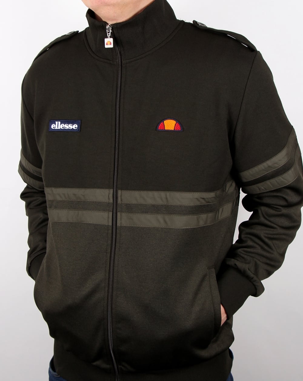 Ellesse Rimini Stripe Track Top Khaki