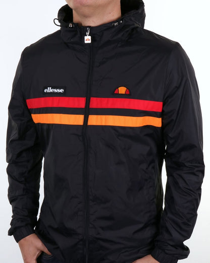 Ellesse Rimini Striped Rain Jacket Black/orange