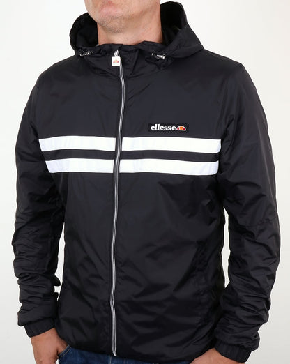 Ellesse Rimini Striped Rain Jacket Black