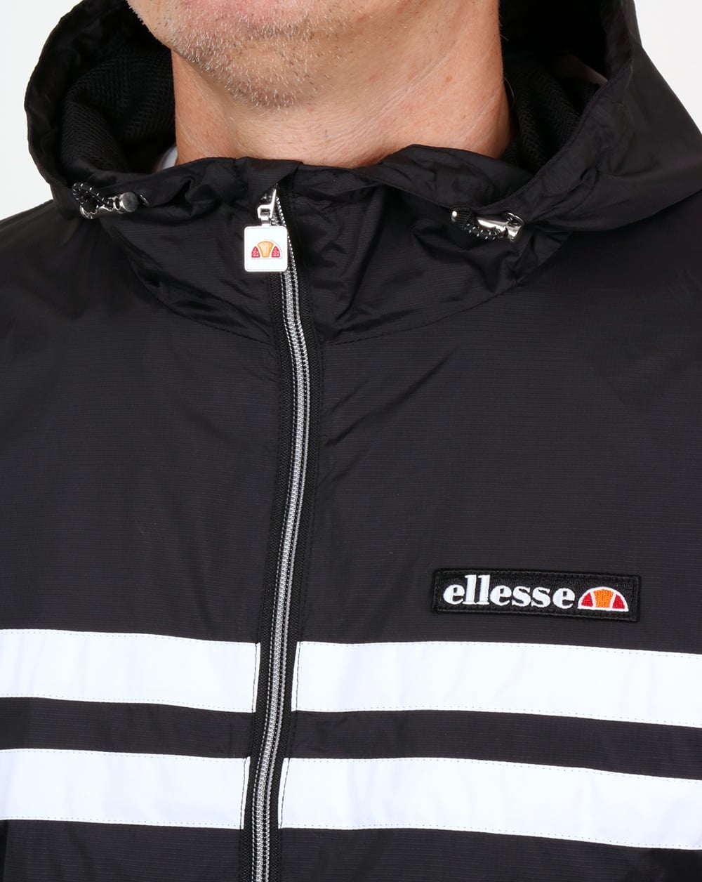 Ellesse Rimini Striped Rain Jacket Black