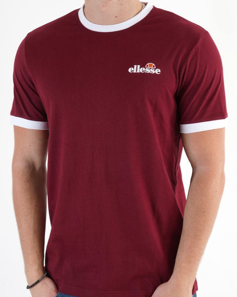 Ellesse Ringer T Shirt Burgundy