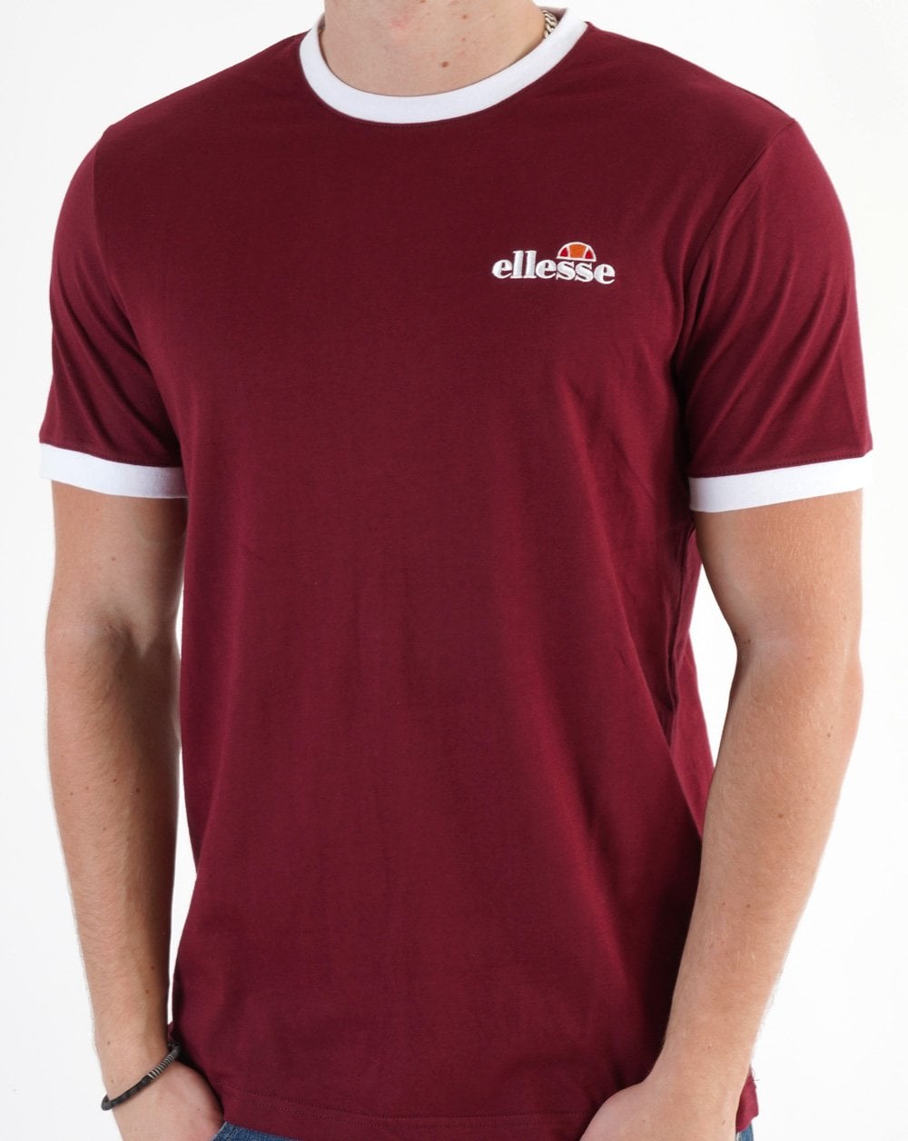 Ellesse Ringer T Shirt Burgundy