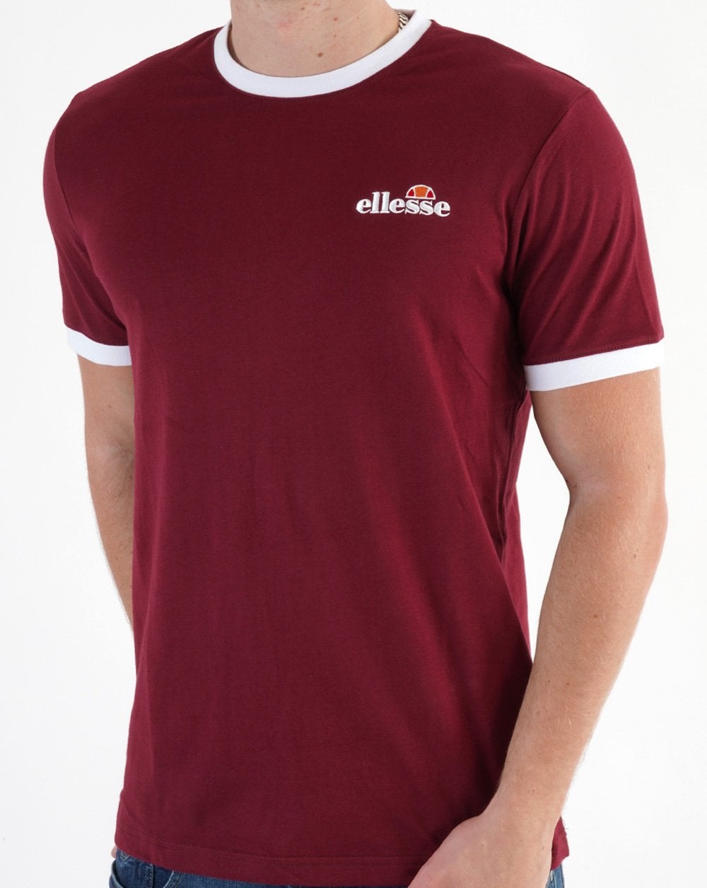 Ellesse Ringer T Shirt Burgundy