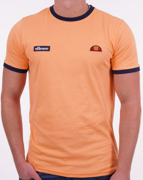 Ellesse Ringer T Shirt Orange/Navy