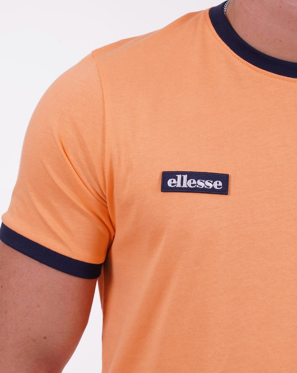 Ellesse Ringer T Shirt Orange/Navy
