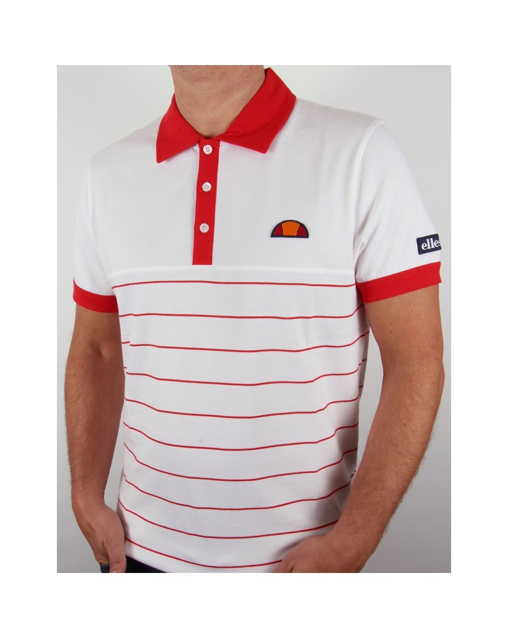 Ellesse Torre Premium Polo Shirt White/red
