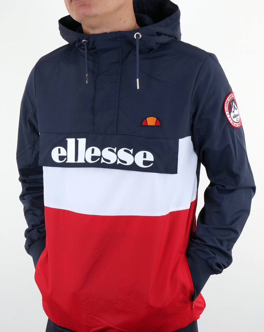 Ellesse Tri Color Overhead Jacket Navy-White-Red