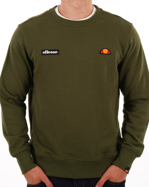Ellesse Twin Badge Sweatshirt Dark Olive
