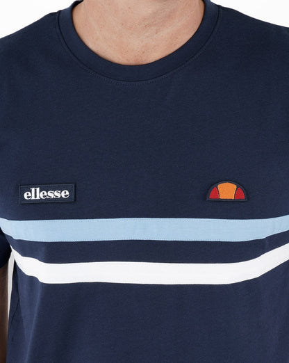 Ellesse Two Stripe T Shirt Navy/Sky/White
