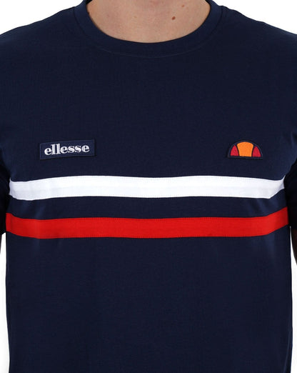 Ellesse Two Stripe T Shirt Navy/White/Red