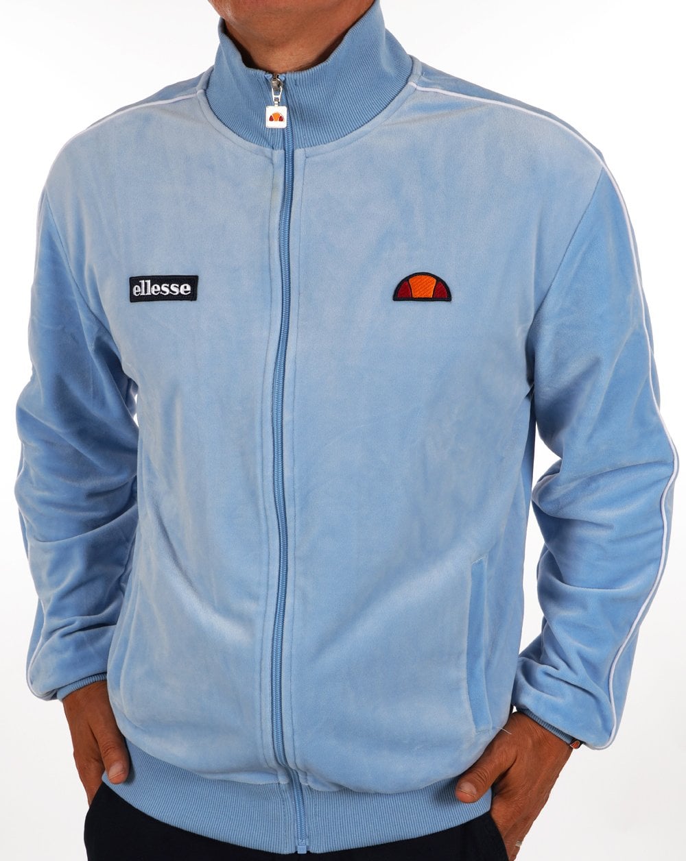 Ellesse Velour Gene Track Top Sky Blue