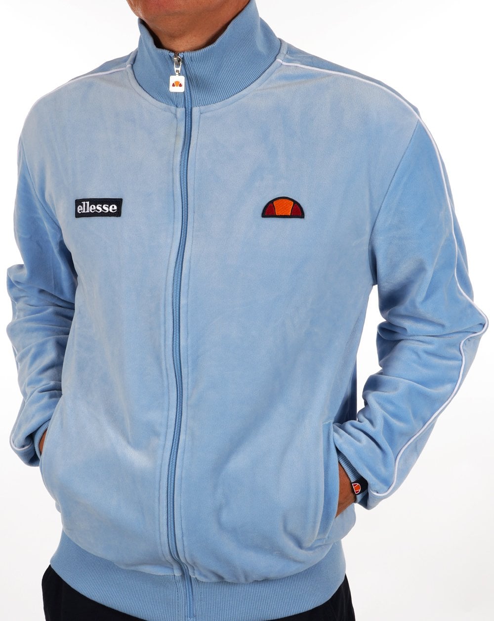 Ellesse Velour Gene Track Top Sky Blue