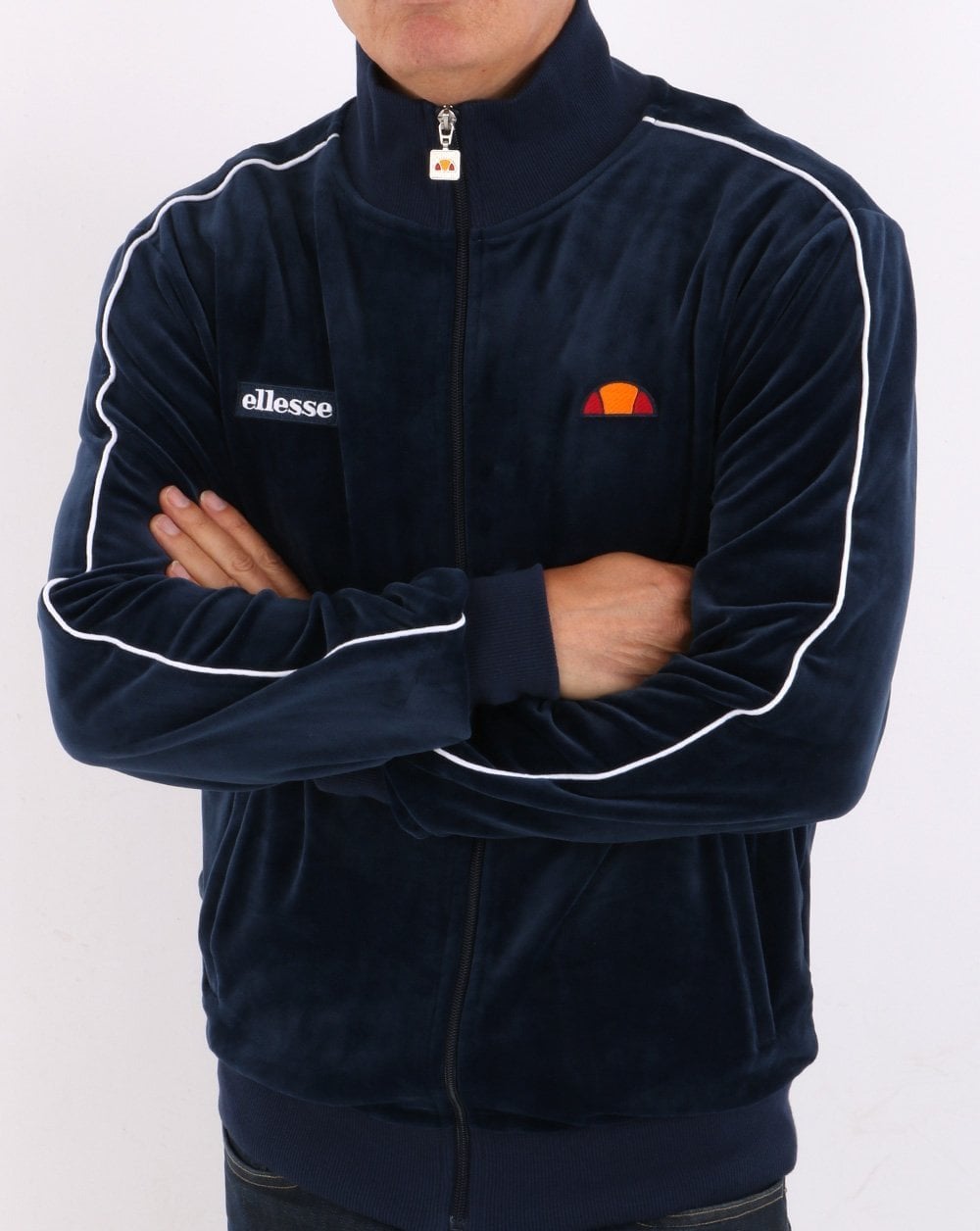 Ellesse Velour Piping Track Top Navy