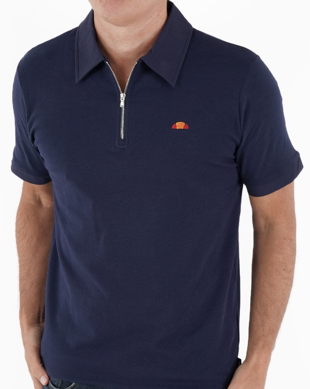 Ellesse Zip Polo Shirt Navy