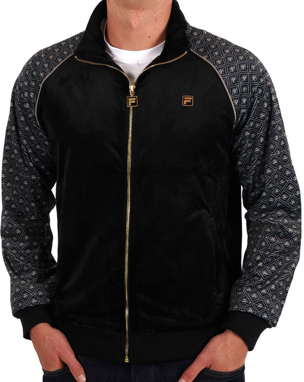 Fila Gold Albero Velour Track Top Black/Stone