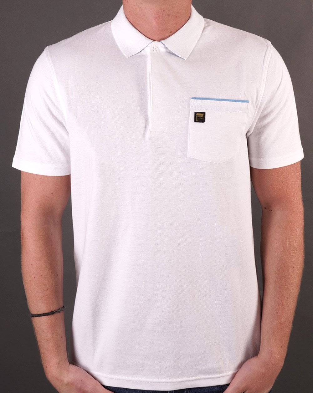 Fila Gold Bruni Polo Shirt White/Azure Blue