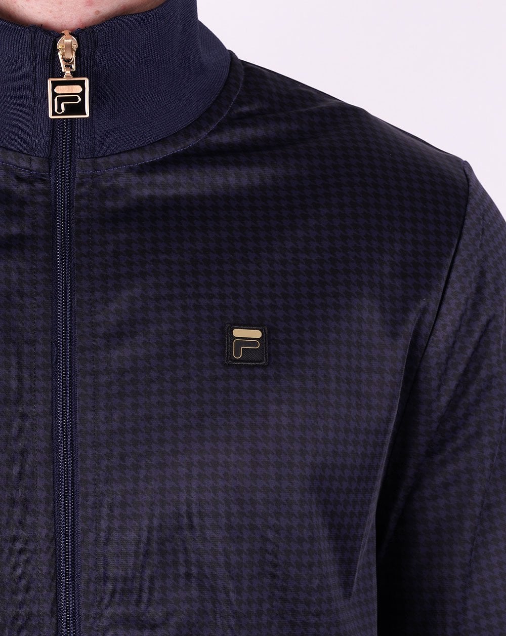 Fila Gold Houndstooth Track Top Navy