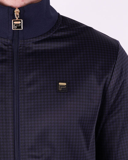 Fila Gold Houndstooth Track Top Navy