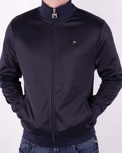 Fila Gold Houndstooth Track Top Navy