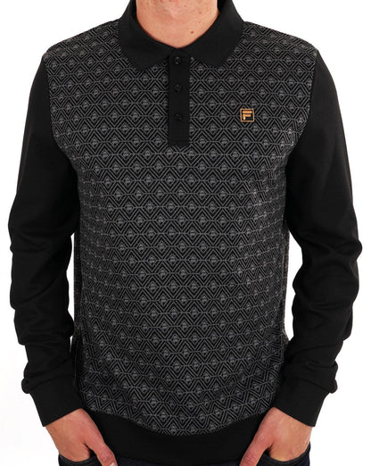 Fila Gold LS Knit Style Polo Shirt Black