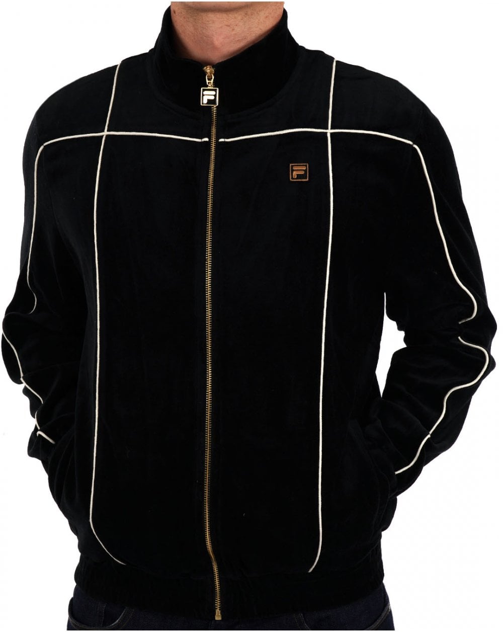 Fila Gold Piped Velour Track Top Black