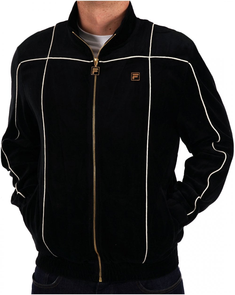 Fila Gold Piped Velour Track Top Black