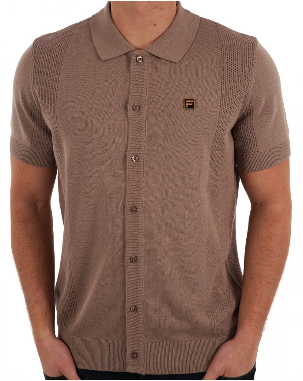 Fila Gold Pointelle Knit Shirt Mocha
