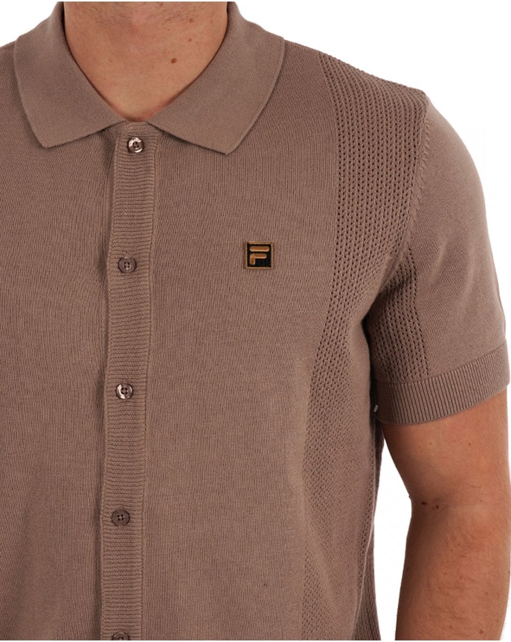 Fila Gold Pointelle Knit Shirt Mocha