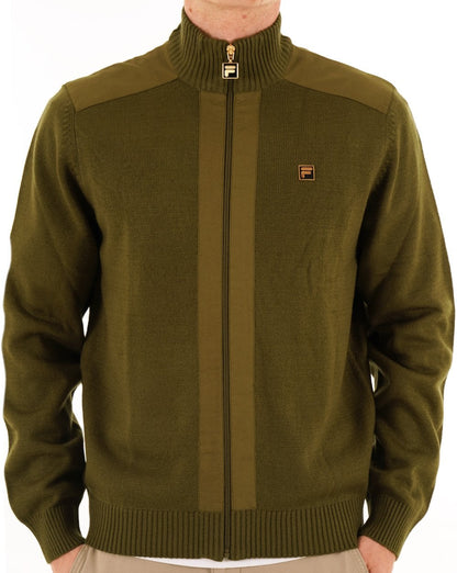 Fila Gold Zip Through Knit Dark Olive