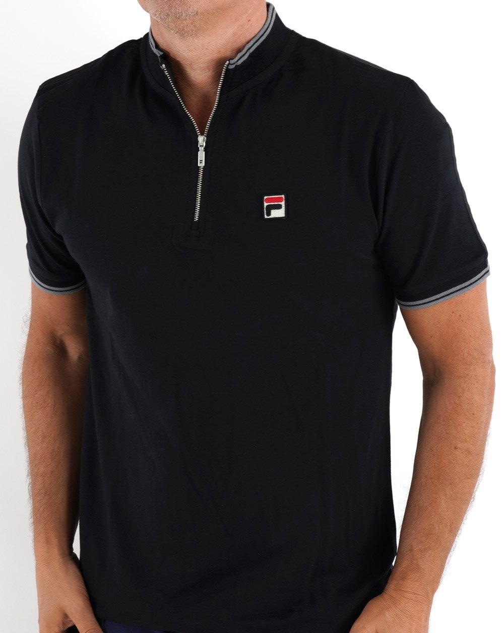 Fila Vintage 1/4 Zip Polo Black/Grey