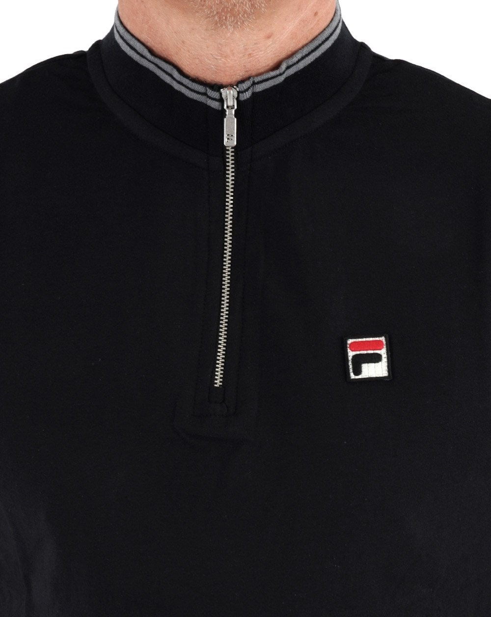 Fila Vintage 1/4 Zip Polo Black/Grey