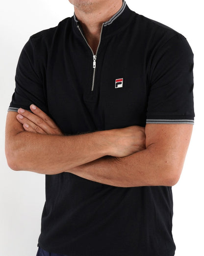 Fila Vintage 1/4 Zip Polo Black/Grey