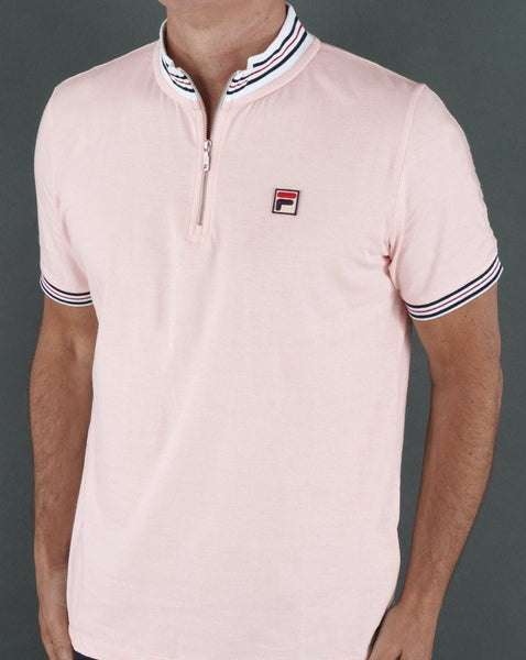 Fila Vintage 1/4 Zip Polo Shirt Pink