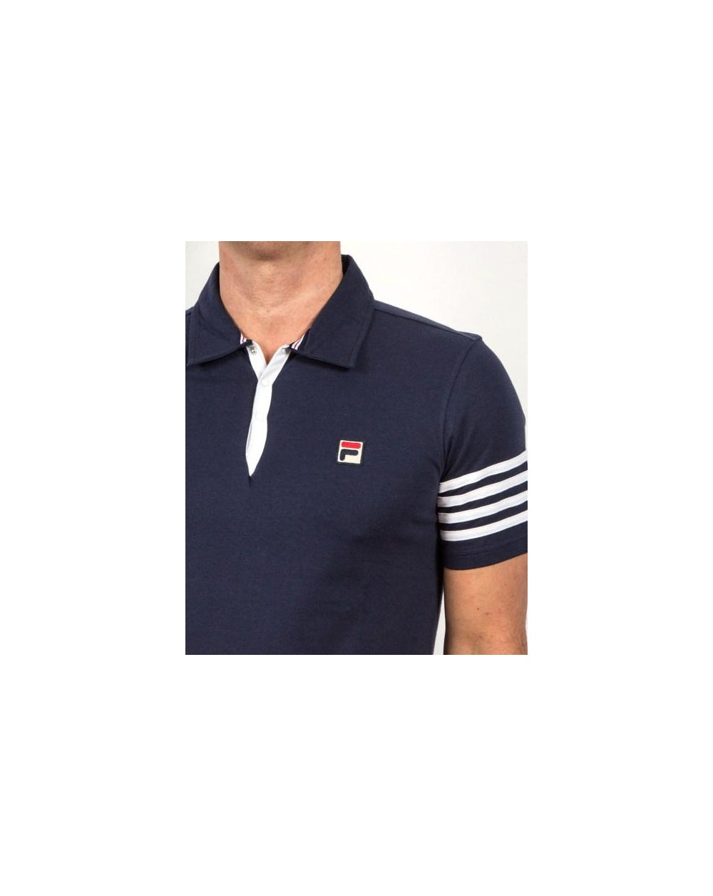 Fila Vintage 4 Stripe Polo Shirt Navy/White