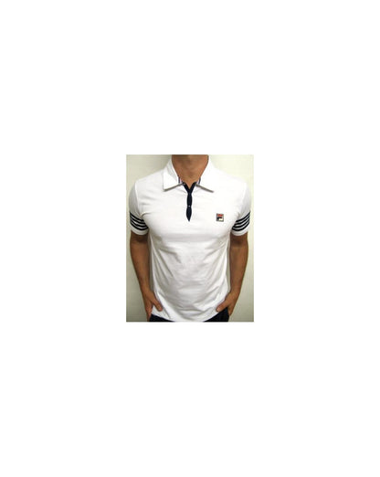 Fila Vintage 4 Stripe Polo Shirt White/Navy