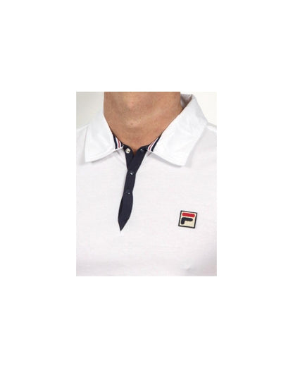 Fila Vintage 4 Stripe Polo Shirt White/Navy
