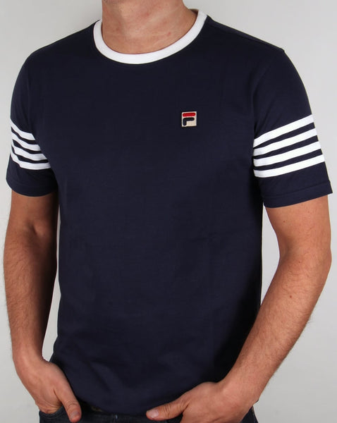 Fila Vintage 4 Stripe Ringer T-shirt Navy/white
