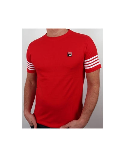 Fila Vintage 4 Stripe T-shirt Red