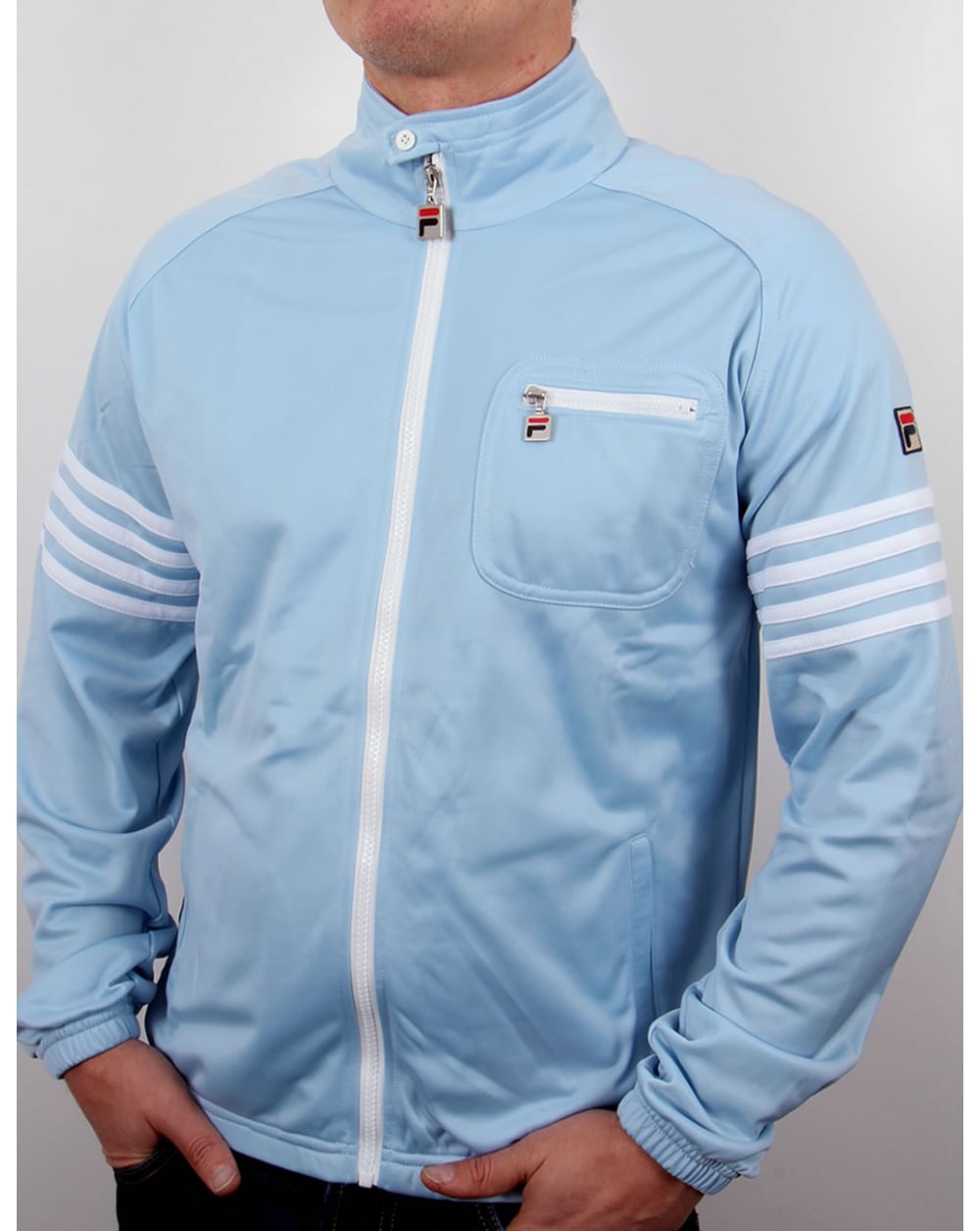 Fila Vintage 4 Stripe Track Top Sky Blue/White