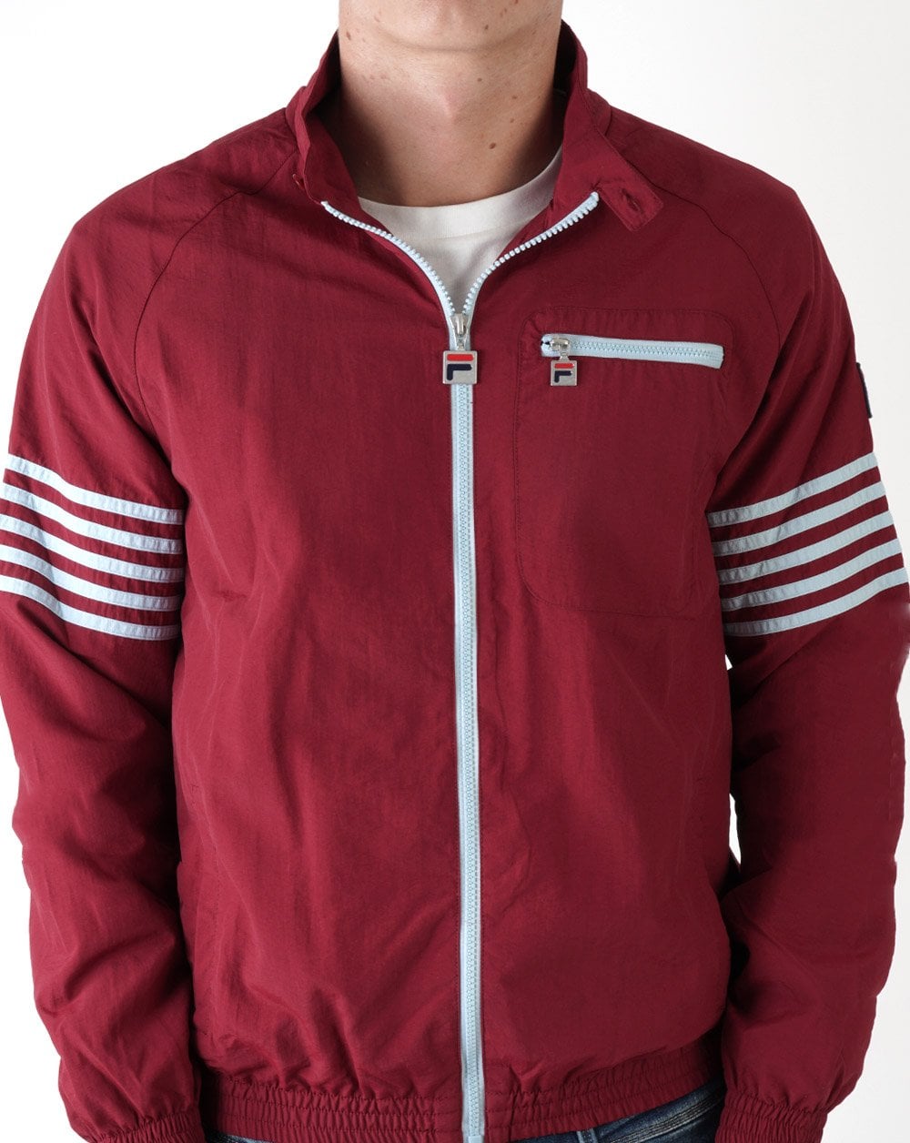 Fila Vintage 5 Stripe Jacket Claret/Sky Blue