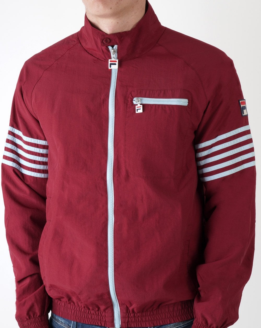 Fila Vintage 5 Stripe Jacket Claret/Sky Blue