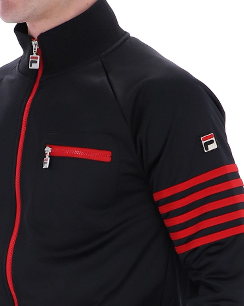 Fila Vintage 5 Stripe Track Top Black/Red
