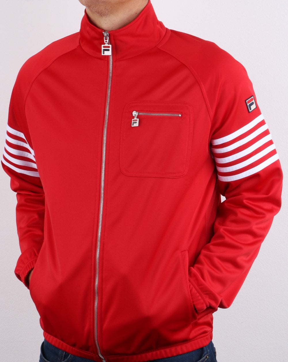 Fila Vintage 5 Stripe Track Top Red/ white