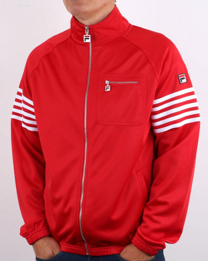 Fila Vintage 5 Stripe Track Top Red/ white