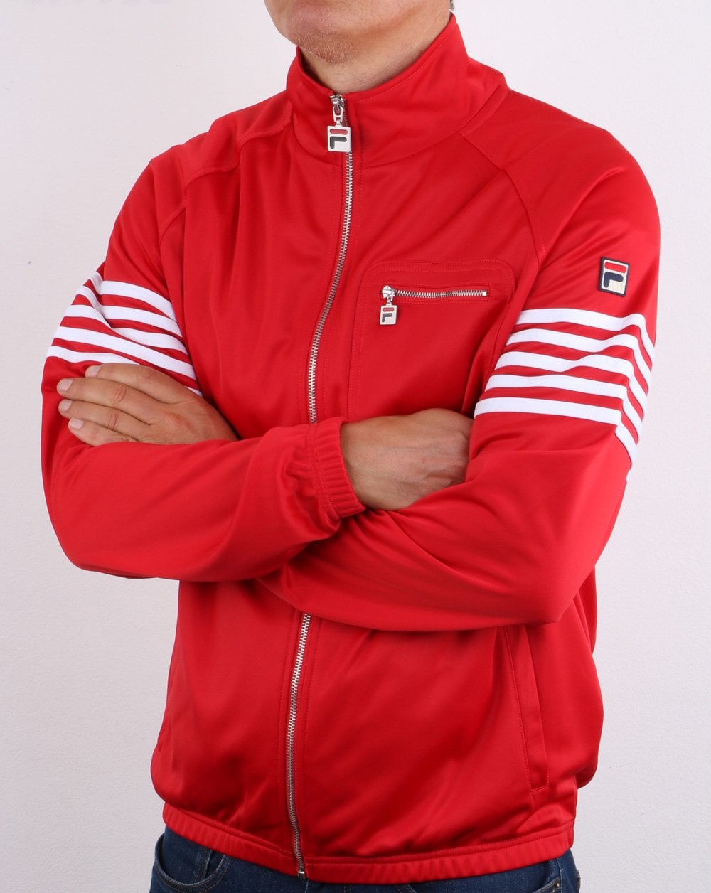 Fila Vintage 5 Stripe Track Top Red/ white
