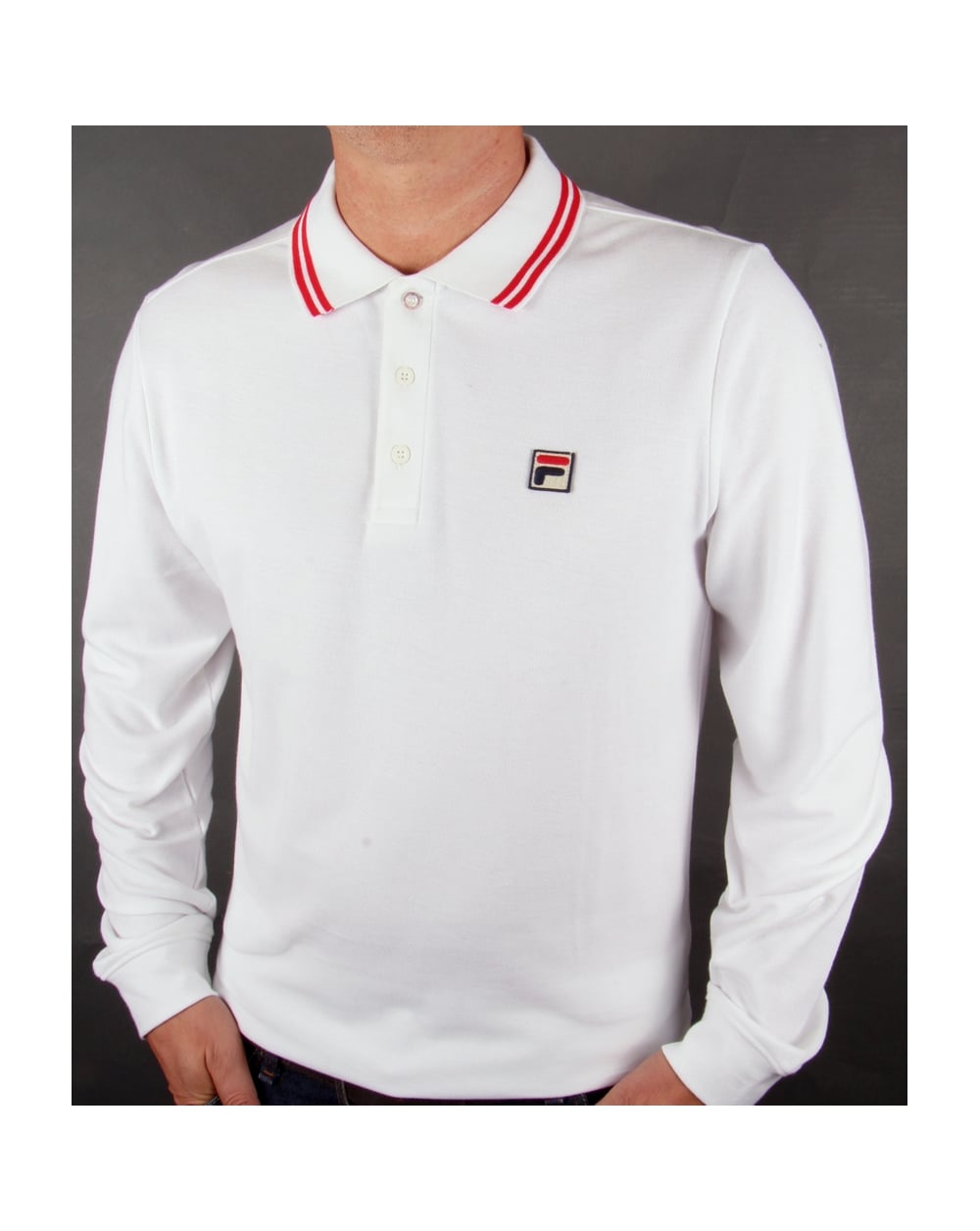 Fila Vintage Ace Long Sleeve Polo Shirt White