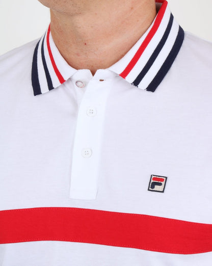 Fila Vintage Bailer Polo Shirt White/Navy/Red