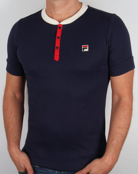Fila Vintage Bertolucci Grandad T-shirt Navy