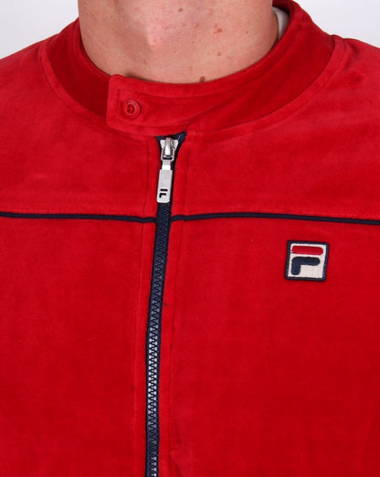 Fila Vintage Biker Velour Track Top Deep Red